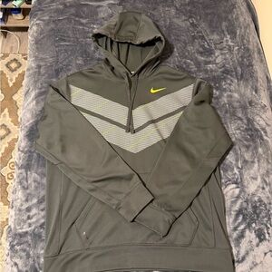 Nike Men's Grey & Olive Green Hooded Pullover
